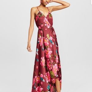 womens satin surplice dress